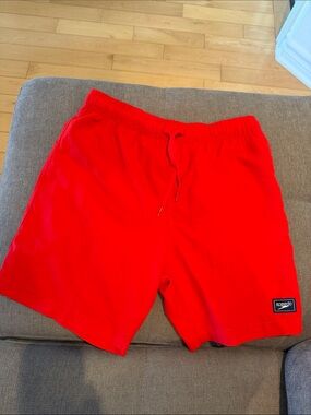 Speedo Men’s Bright Red Swim Trunks with Drawstring